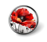 Beautiful Poppy Flower Ink Badge Holder Exquisite Round Badge with Picture Pin DIY Button Badges Personalized Metal Button Pin Fashion Brooch Crafts Gifts Clothes Decorative Pins