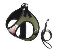 Beautiful Poppy Flower Ink Print Adjustable Reflective Harness Leash Set For Cats, Dogs And Small Pets, Soft Breathable Mesh Walking Vest With Escape-Proof Lead