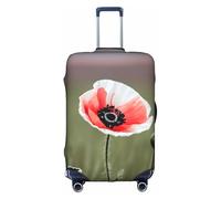 Beautiful Poppy Flower Ink Print Travel Elastic Suitcase Luggage Baggage Cover Protector, Washable And Anti-Scratch, White, S