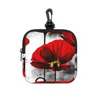 Beautiful Poppy Flower Ink Printing, Square Zipper Storage Bag, Neoprene Coin Purse, Small Wallets, Change Pouch, Change Purse