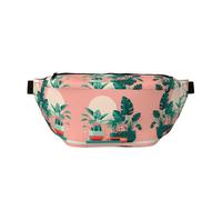 Beautiful Potted Green Plants Large Crossbody Fanny Pack,Gifts For Enjoy Sports Festival Workout Traveling Running Casual, Black, One Size