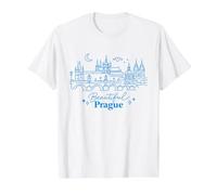 Beautiful Prague Czech Republic. City Landmarks Value Graphic T-Shirt, Men, White, XL