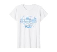 Beautiful Prague Czech Republic. City Landmarks Value Graphic T-Shirt, Women, White, M