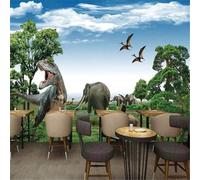Beautiful Prairie Woods Animals Dinosaurs Elephants 3D Wallpaper Premium Textured Silk Study Dining Living Room Bedroom Sofa TV Wall Easy Install-430cm×300cm