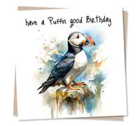 Beautiful Puffin Birthday Card - Have A Good Birthday - for Nature and Bird Lovers - Made in UK