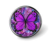 Beautiful Purple Butterfly Art Brooch with Button Design, Funny Backpack Pins for Women, Personalized Brooch Pins for Men, Round Badge for Hat, Cute Badge Holders for Activity