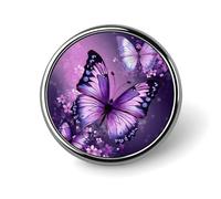 Beautiful Purple Butterfly Art Button Pin,Design Your Own Personalized Pin Back Button Badges Exquisite Round Badge Travel Brooch Metal Decorative Pins for Hat Clothes Backpack