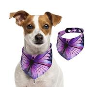 Beautiful Purple Butterfly Art Dog Bandanas,Summer Bandanas for Dogs Washable Adjustable Dog Triangle Scarf Bibs Cute Pet Bibs for Medium Large Dogs Puppy and Cats Medium