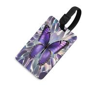 Beautiful Purple Butterfly Art Luggage Tag for Suitcases Personalized Baggage Tag with Information Card Durable Bag Tags Retro Travel Stamp Luggage Tags for Women Men Travel Bag Label, Black-style