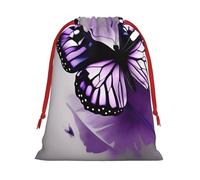 Beautiful Purple Butterfly Art Print Multi-Functional Drawstring Reusable Gift Pouch Daily Storage All Occasions Use