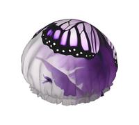 Beautiful Purple Butterfly Art Print Shower Cap, Shower Cap for Women Reusable, Waterproof Bath Cap,Quick Drying Bath Hair Cap
