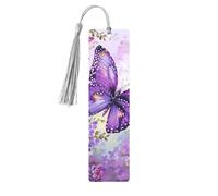 Beautiful Purple Butterfly Art Printed Metal Bookmarks M - Gray Lightweight Aluminium Book Marker for Books, Journals & Gifts, Ideal Book Lovers, Holiday Decor & Crafts
