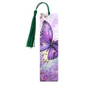 Beautiful Purple Butterfly Art Printed Metal Bookmarks S - Dark Green Lightweight Aluminium Book Marker for Books, Journals & Gifts, Ideal Book Lovers, Holiday Decor & Crafts