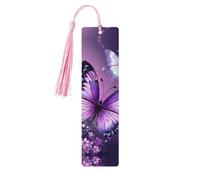 Beautiful Purple Butterfly Art Wooden Bookmark 5pcs for Book Lovers,DIY Wood Craft Bookmarks with Colorful Tassels Wooden Gift Tags Labels OrnamentsUnusual Gift for Men Women