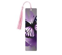 Beautiful Purple Butterfly Art Wooden Bookmark Birthday Present Tassels Crafts Perfect Decoration for Bookmarks