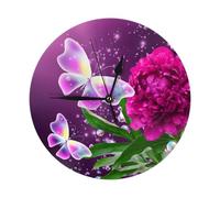 Beautiful Purple Butterfly Floral Elegant Round Wall Clock-Fashionable Round Clock Design Of Modern Home