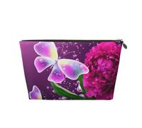 Beautiful Purple Butterfly Floral Leather Travel Wash Bag, Stylish and Durable, Easy to Carry