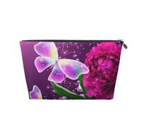 Beautiful Purple Butterfly Floral Leather Travel Wash Bag, Stylish and Durable, Easy to Carry