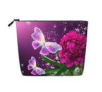 Beautiful Purple Butterfly Floral Multi Functional Single-Layer Linen Makeup Bag - Fashionable and Practical Cosmetic Storage Bag