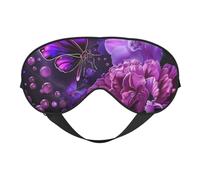 Beautiful Purple Butterfly Floral Printed Eye Mask,Blackout Sleep & Eye Mask for Women,Sleep Mask with Adjustable Strap, Suitable for Both Bedtime and Travel