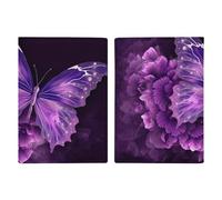 Beautiful Purple Butterfly Floral Printed Passport Cover Case Passport Holder For Travel Passport Cards Protector Travel Covers Wallet Case RFID Blocking Leather Card Case for Women Men, Beautiful