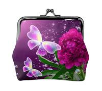 Beautiful Purple Butterfly Floral Printing Lightweight Coin Purse, Minimalist Wallet for Coffee Runs and Local Outings