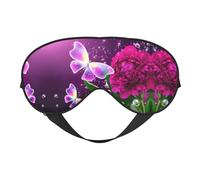 Beautiful Purple Butterfly Floral Printing Soft Eye Mask,Double-Sided Soft Eye Cover for Sleep,Travel,Yoga, Adjustable Strap, Blocks Light