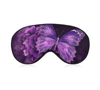 Beautiful Purple Butterfly Floral Sleep Mask Light Blocking Eye Cover Polyester Eye Mask with Elastic Strap Blindfold for Side Sleeper Sleeping Masks Face Hugging for Women Men Travel