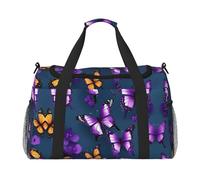 Beautiful Purple Butterfly Hand Travel Bag - Large Reusable Shopping Tote Bag, Perfect for Outdoor Activities, Sports, Camping & Groceries, Black, One Size