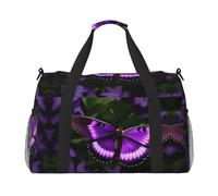 Beautiful purple butterfly Hand Travel Bag - Large Reusable Shopping Tote Bag, Perfect for Outdoor Activities, Sports, Camping & Groceries, Black, One Size