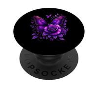 Beautiful Purple Butterfly Lover Rose Flower Women PopSockets Adhesive PopGrip