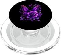 Beautiful Purple Butterfly Lover Rose Flower Women PopSockets PopGrip for MagSafe