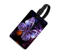 Beautiful Purple Butterfly Luggage Tags with ID Card, Durable Travel Bag Tags, Waterproof Name Tag for Suitcases, Backpacks & Travel Cases, Black-style, One Size, classic