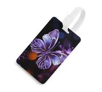 Beautiful Purple Butterfly Luggage Tags with ID Card, Durable Travel Bag Tags, Waterproof Name Tag for Suitcases, Backpacks & Travel Cases, White-style, One Size, classic