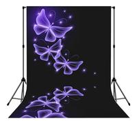 Beautiful Purple Butterfly Print 5x7ft Backdrop Curtain With Hanging Pocket Back Drop Photography Accessories For Live Streaming