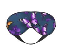 Beautiful Purple Butterfly Print Comfortable Eye Mask Breathable Adjustable Men Women Lightweight Travel Yoga Work