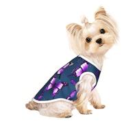 Beautiful Purple Butterfly Print Comfortable Pet Vest, Sleeveless Breathable Top, for Small Puppy Kitten Daily Wear