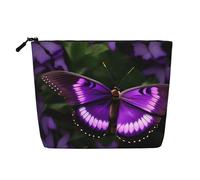 Beautiful Purple Butterfly Print Lightweight Makeup Bag Women Daily Travel Weekend Getaways Toiletry Cosmetic Pouch