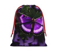 Beautiful Purple Butterfly Print Reusable Drawstring Gift Bags For Candy Bag Birthday, Wedding Or Daily