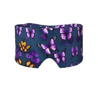 Beautiful Purple Butterfly Print Sleep Eye and Ear Muffs Mask - Adjustable Yoga Travel Headband, Keep Warm Shading Comfortable Aid