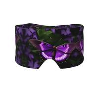 Beautiful Purple Butterfly Print Sleep Eye and Ear Muffs Mask - Adjustable Yoga Travel Headband, Keep Warm Shading Comfortable Aid