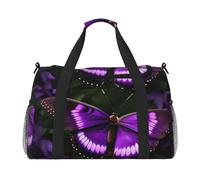 Beautiful Purple Butterfly Print Travel Foldable Waterproof Lightweight Carry On Luggage Bag with Shoulder Strap