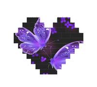 Beautiful purple butterfly Printed Jigsaw Puzzle 10.8x12.8 CM, Heart-Shaped Puzzle Challenging Game for Adults, Fun Decorative Wall Decor