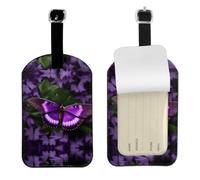 Beautiful Purple Butterfly Printed Suitcase Tag, Microfiber Leather Travel Shield, Secure Privacy Label, for Backpack ID