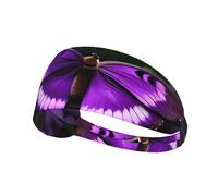 Beautiful Purple Butterfly Sports Headband For Men Women Tennis Sweat Band For Workout Sports Headbands Elastic For Running