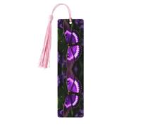 Beautiful Purple Butterfly Tassel Bookmarks for Women, 5 Pc Wooden Study Supplies Book Accessories Set
