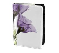 Beautiful Purple Flower Giclee Printed Passport Holder Cover 5.5 inches, Leather Passport Cover Case Travel Passport Wallet for Women Men