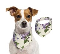 Beautiful Purple Flower Print,Dog Bandanas Cotton Pet Scarf Adjustable Bibs for Pet,S