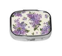 Beautiful Purple Flower Print,Meta Pill Box 2 Compartment Medicine Case,Portable Organizer,Rectangle Meta Portable Organizer Pill Box 974 Compartment Medicine Case