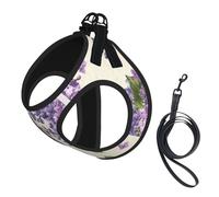 Beautiful Purple Flower Print,Pet Harness,Adjustable Reflective Dog Harness,Pet Leash Vest,S